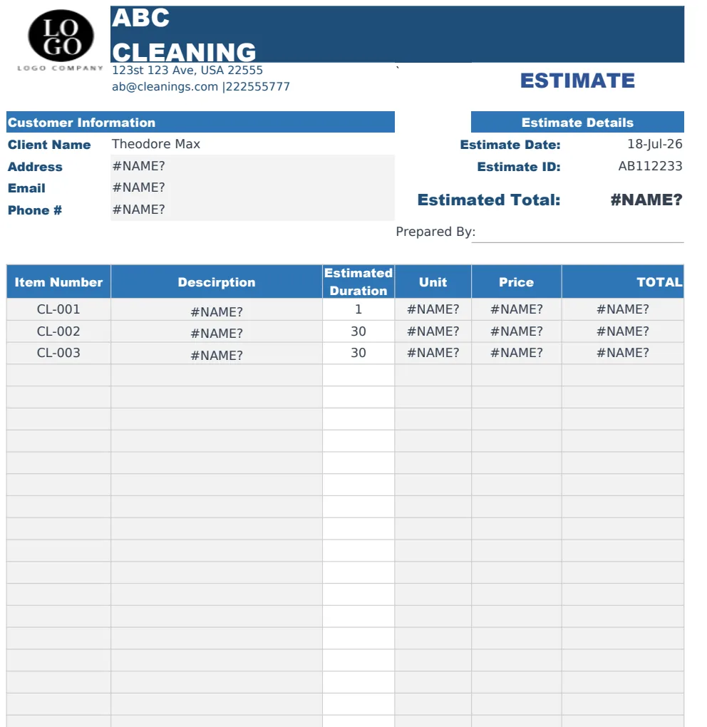 Cleaning Service Estimate & Management preview