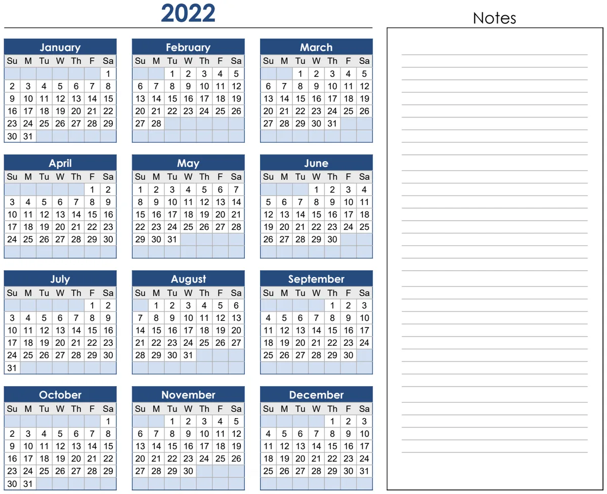 2022 Calendar preview