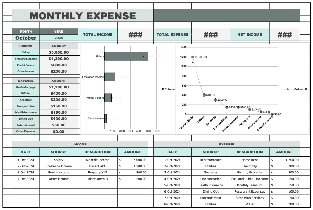 Monthly Expense Workbook Template preview