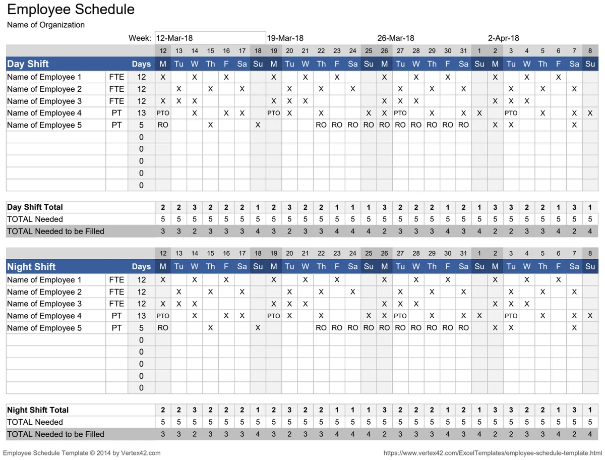Employee Schedule Template preview