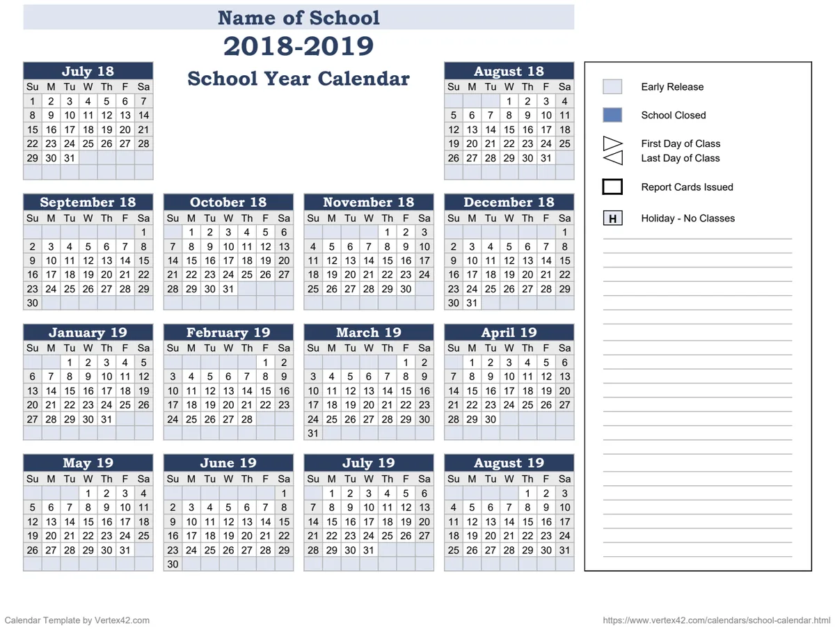 14-Month School Year Calendar preview