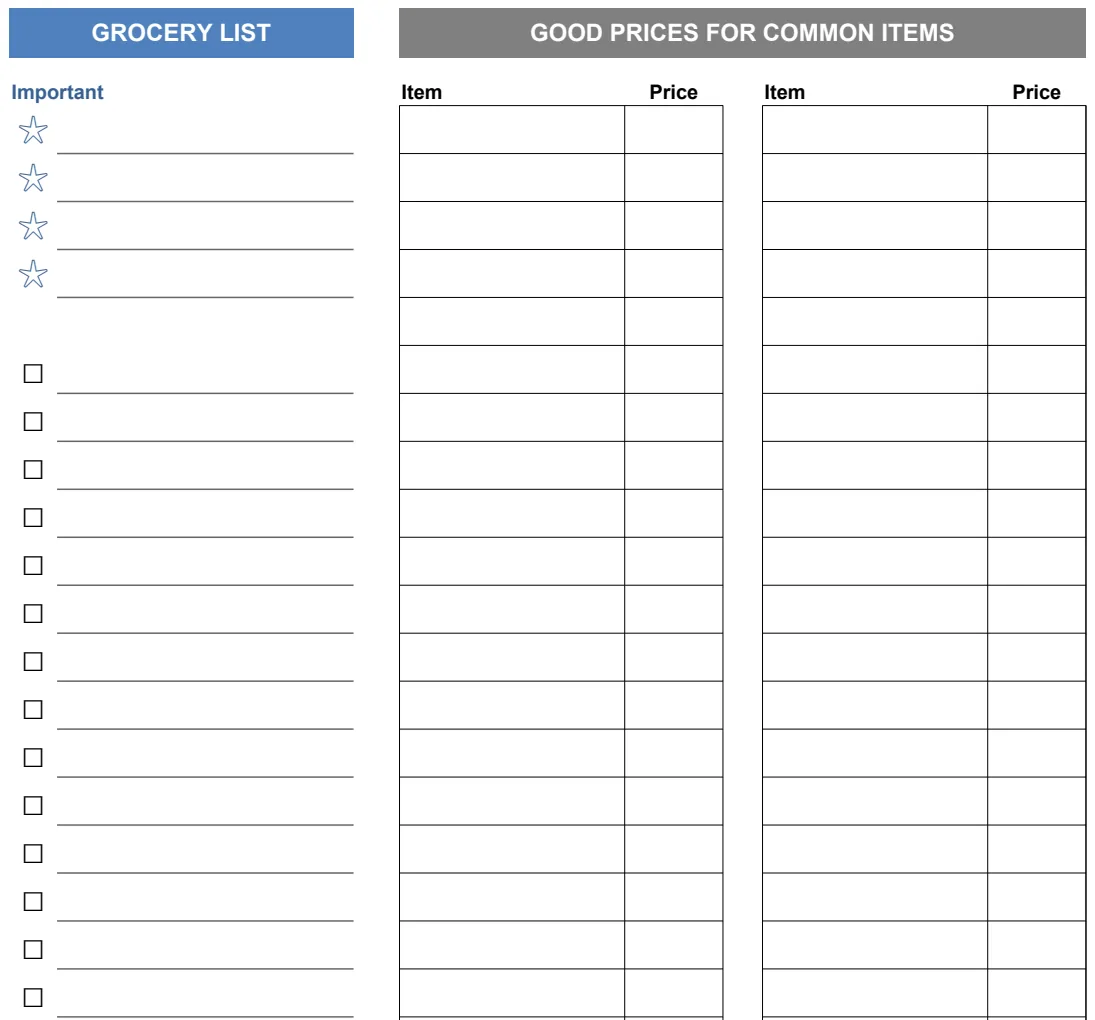 Grocery List with Prices preview