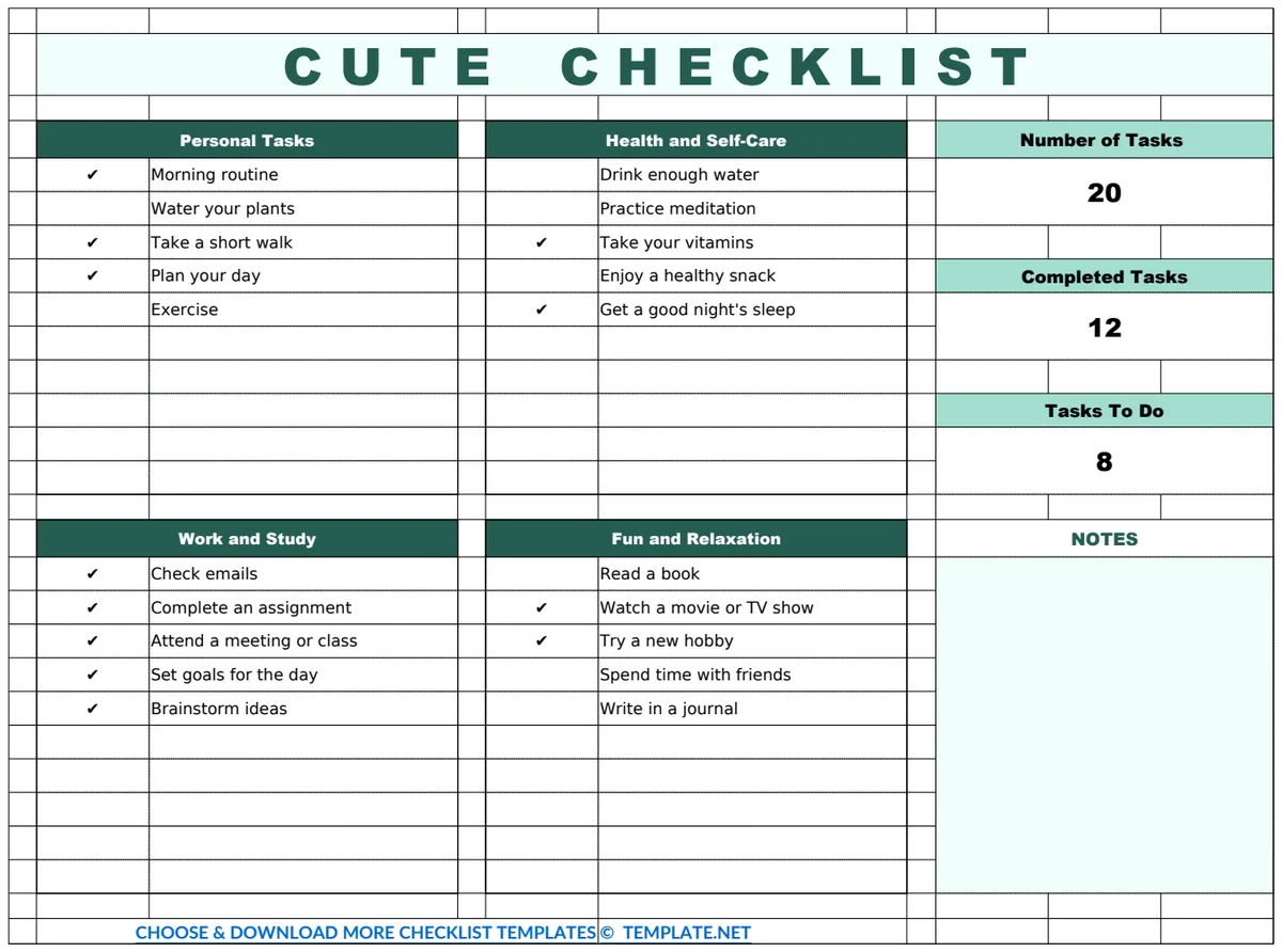 Cute Checklist Template preview