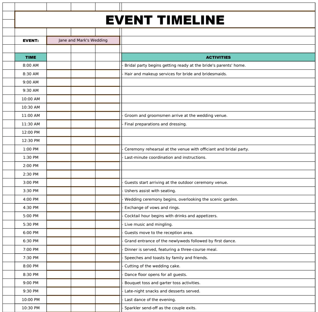 Event Timeline Template preview
