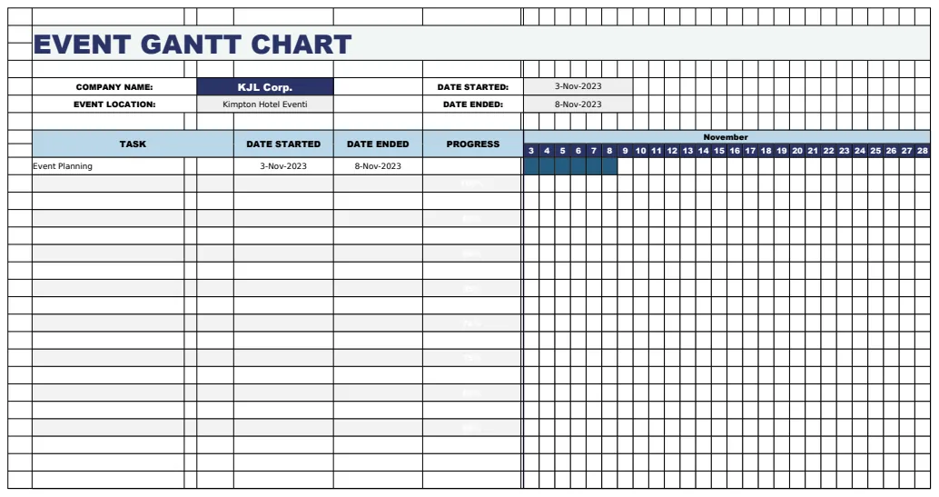 Event Gantt Chart Template preview