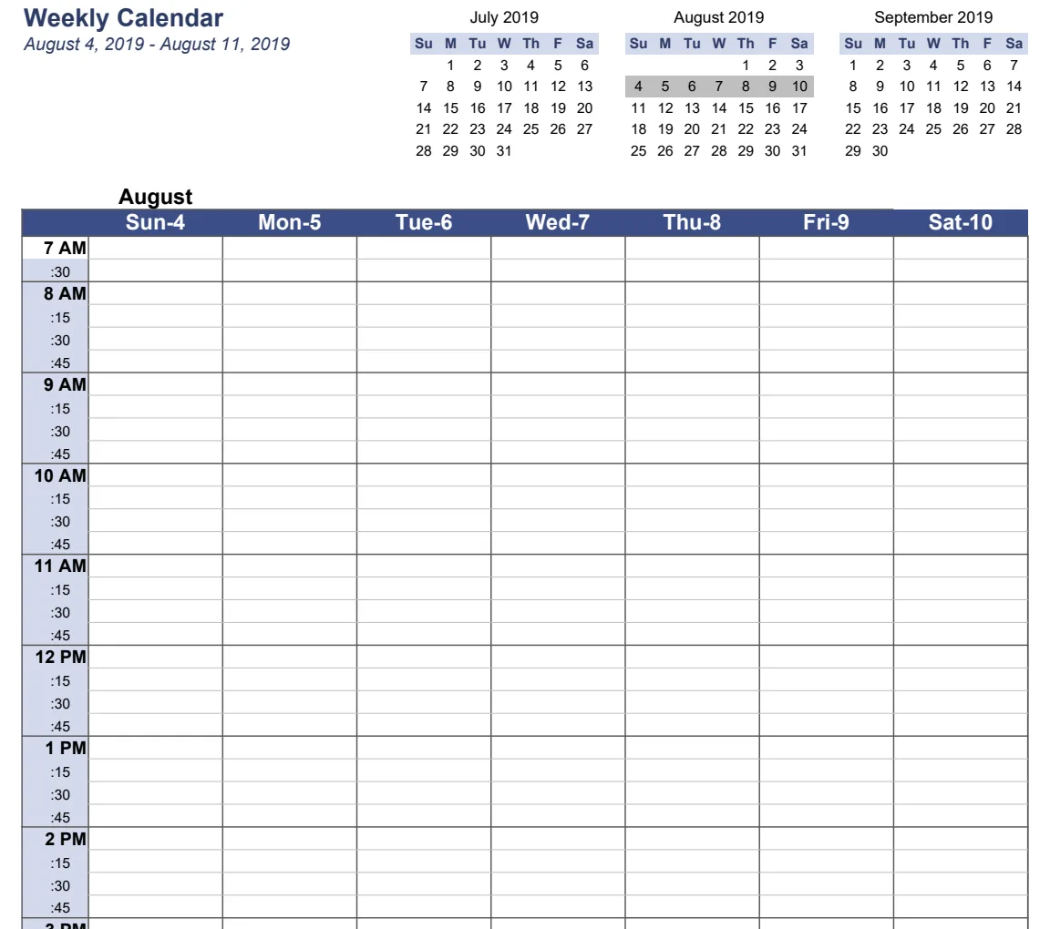 Weekly Calendar Template preview