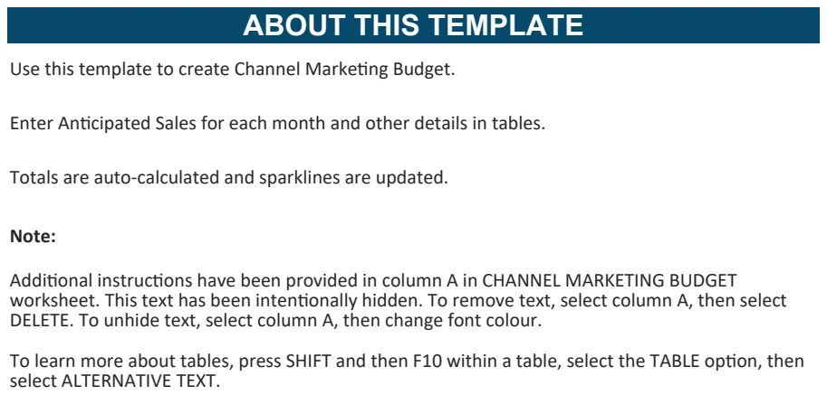 Channel Marketing Budget preview