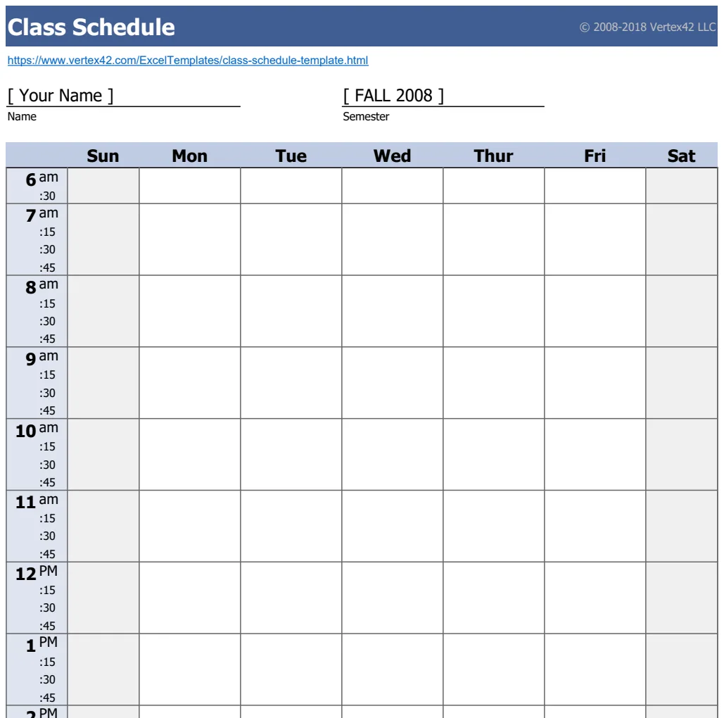 Class Schedule Template preview