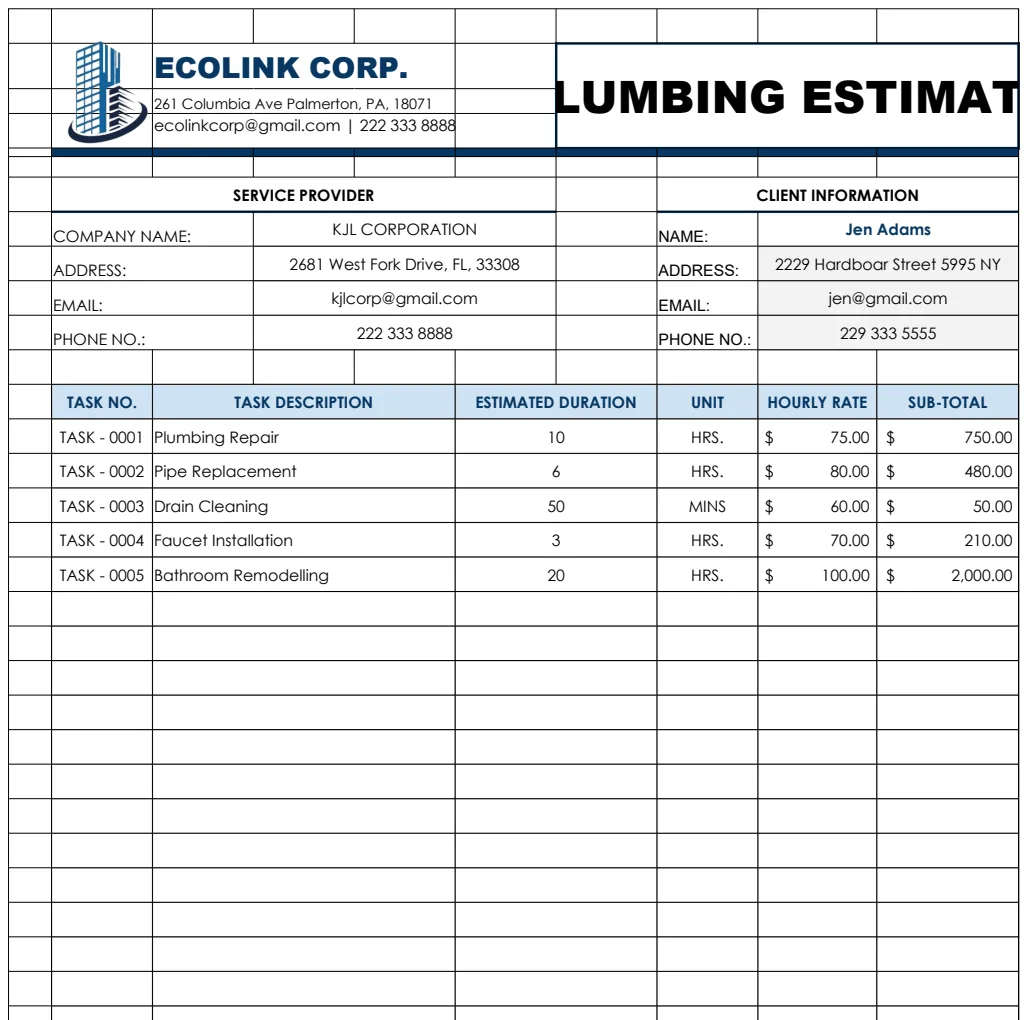 Plumbing Estimate & Task Management System preview