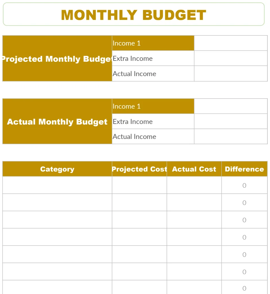 Monthly Budget Planner preview