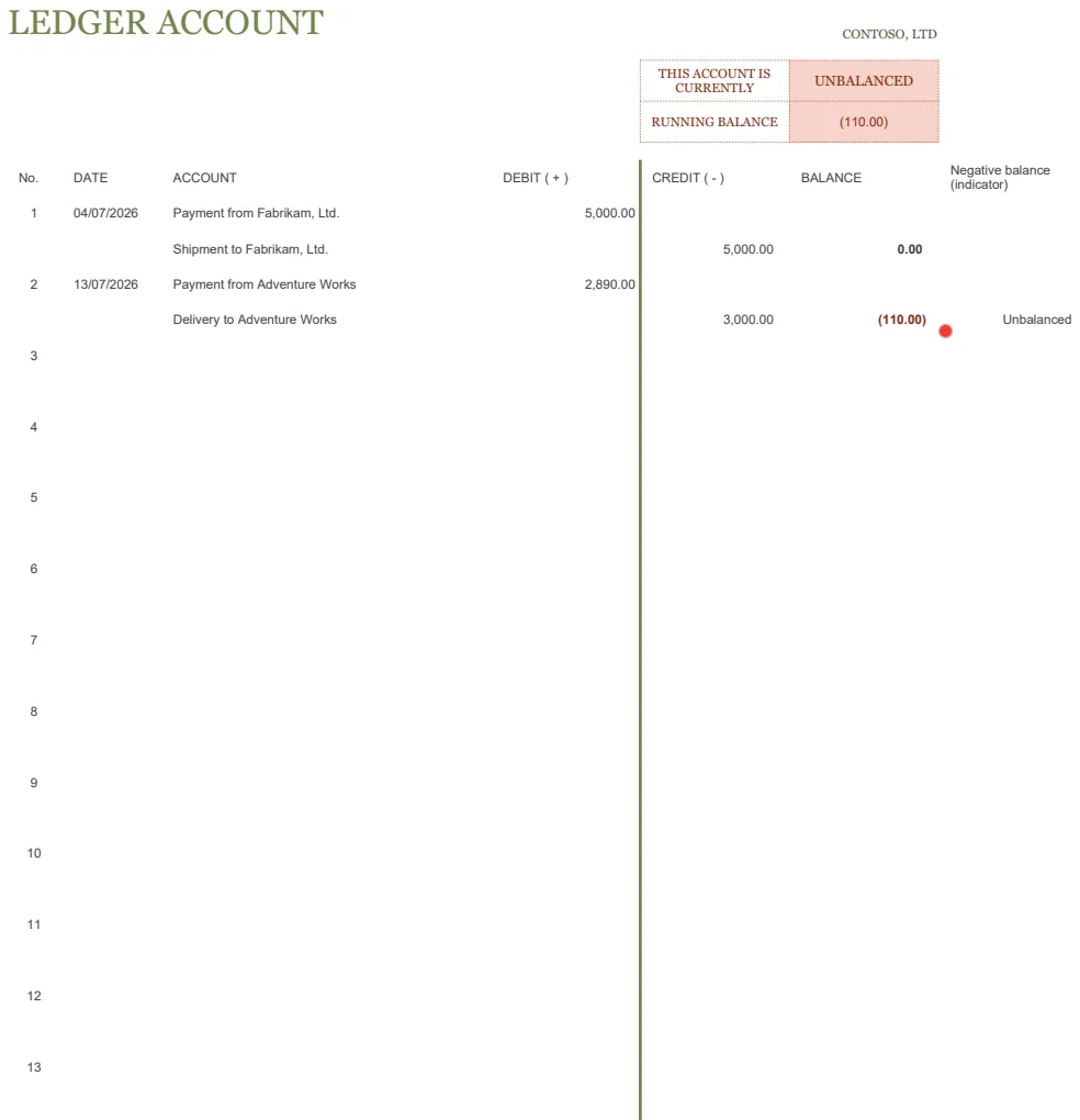 T Account Ledger preview