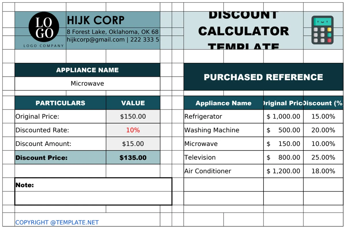 Discount Calculator Template preview