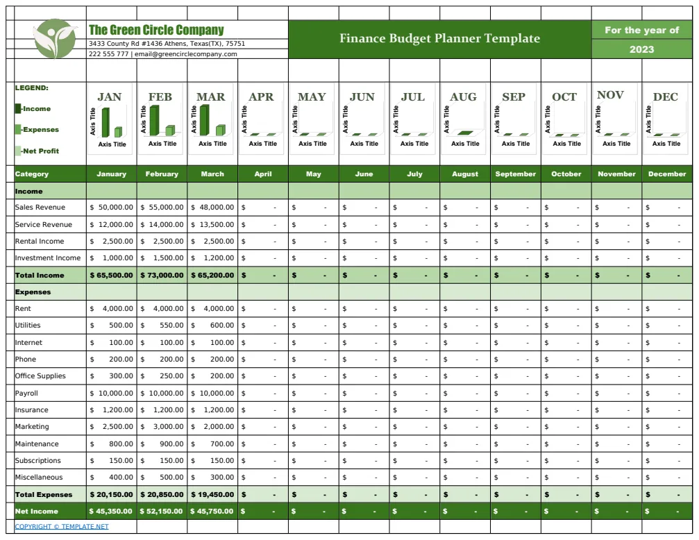 Finance Budget Planner Template preview