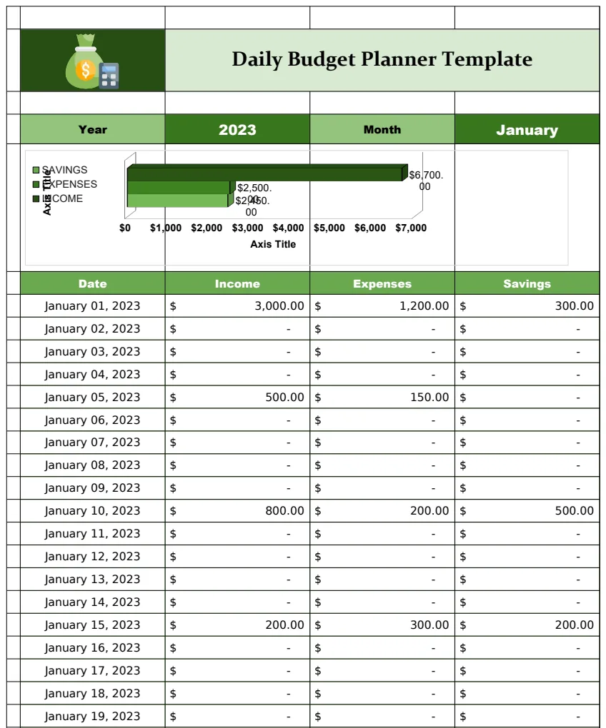 Daily Budget Planner Template preview