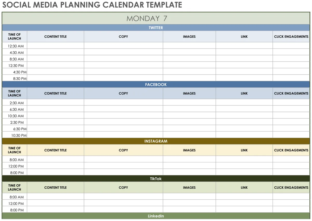 Social Media Planning Calendar preview