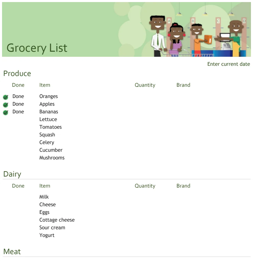 Grocery Checklist with Brand Tracking preview