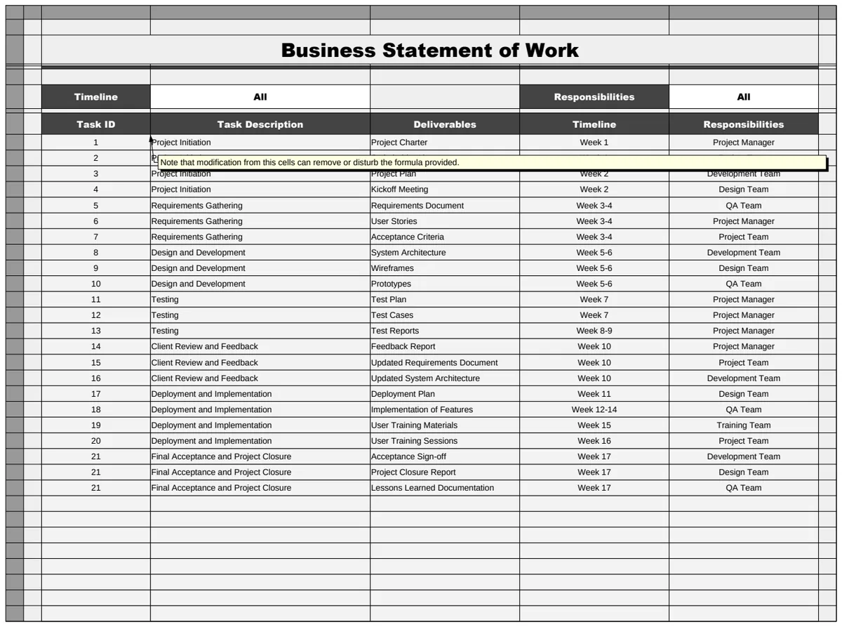 Business Statement of Work Template preview