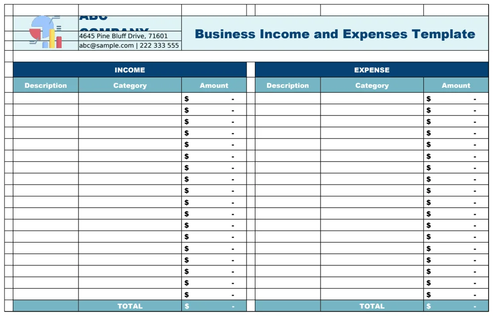 Business Income and Expenses Template preview
