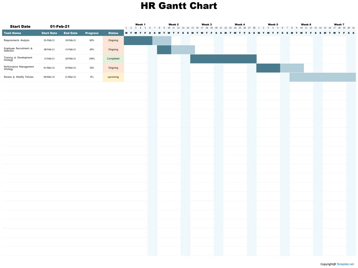 Sample HR Gantt Chart preview